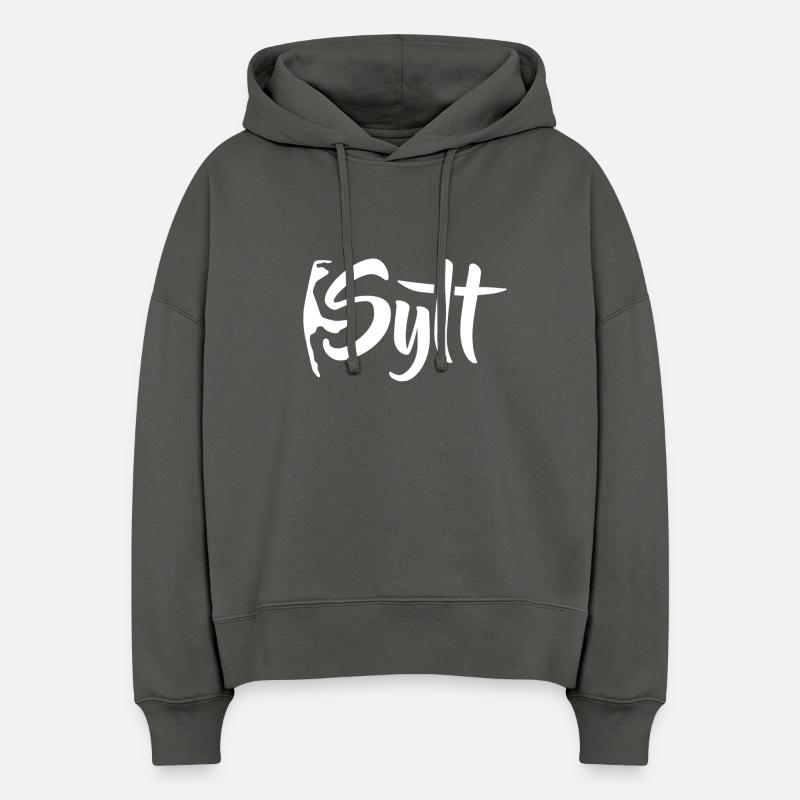 Sylt - Sweat à capuche bio Nora coupe boxy Stanley/Stella Femme - charbon