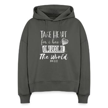 Take Heart christliches christen Religion christus - Stanley/Stella Boxy Frauen Bio Hoodie Nora - Anthrazit - Vorne