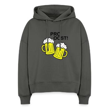 Bier Anstossen Prost - Stanley/Stella Boxy Frauen Bio Hoodie Nora - Anthrazit - Vorne
