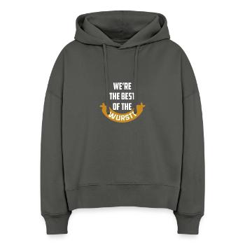 Les meilleures énonciations drôles de saucisse - Sweat à capuche bio Nora coupe boxy Stanley/Stella Femme - charbon - Devant
