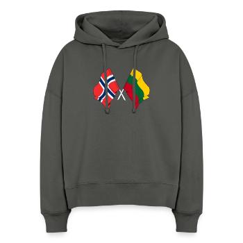 Flagge Norwegen, Flagge Litauen - Stanley/Stella Boxy Frauen Bio Hoodie Nora - Anthrazit - Vorne