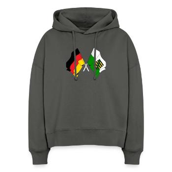 Drapeau Allemagne, Saxe - Sweat à capuche bio Nora coupe boxy Stanley/Stella Femme - charbon - Devant