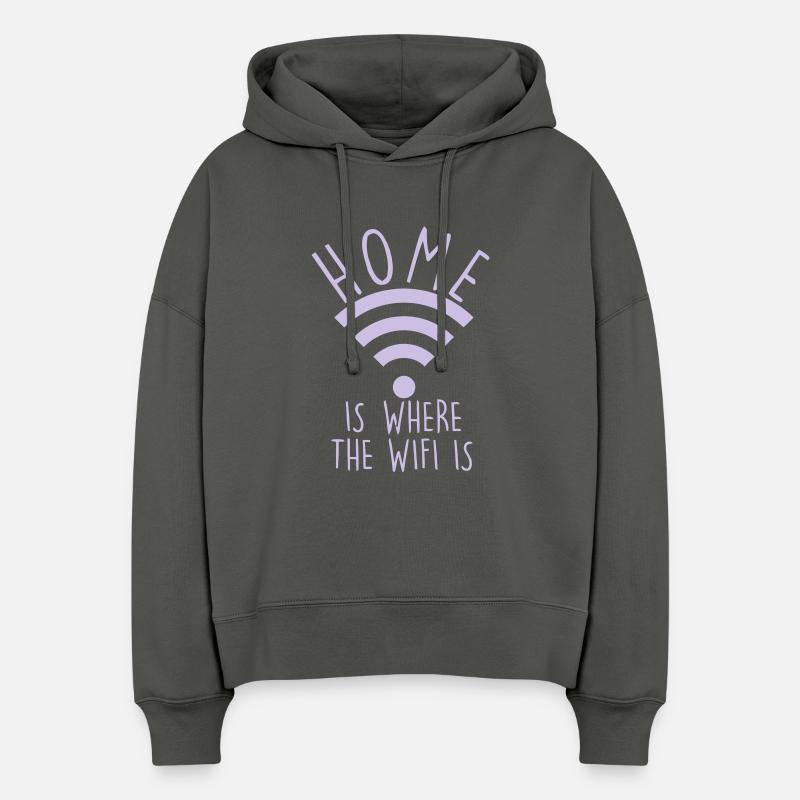 W-LAN EST LA MAISON - Sweat à capuche bio Nora coupe boxy Stanley/Stella Femme - charbon