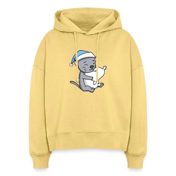 Katze Katzenrasse Korat - Stanley/Stella Boxy Frauen Bio Hoodie Nora - Hellgelb - Vorne