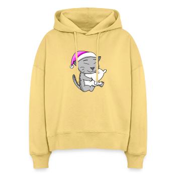 Ägyptische Mau - Stanley/Stella Boxy Frauen Bio Hoodie Nora - Hellgelb - Vorne