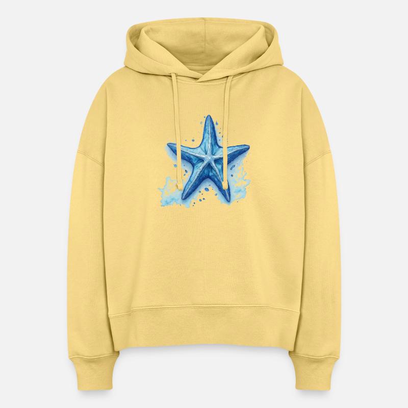 Étoile de mer - Sweat à capuche bio Nora coupe boxy Stanley/Stella Femme - jaune délavé