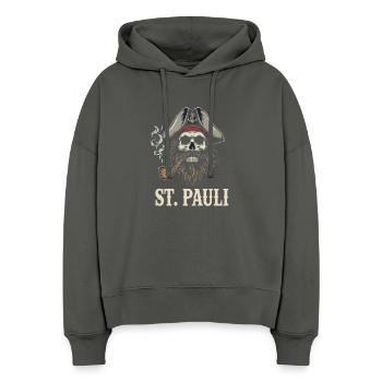 St.Pauli Kiez Hamburg Totenkopf Sankt Pauli - Sweat à capuche bio Nora coupe boxy Stanley/Stella Femme - charbon - Devant