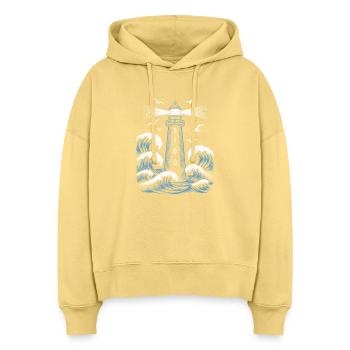 phare - Sweat à capuche bio Nora coupe boxy Stanley/Stella Femme - jaune délavé - Devant