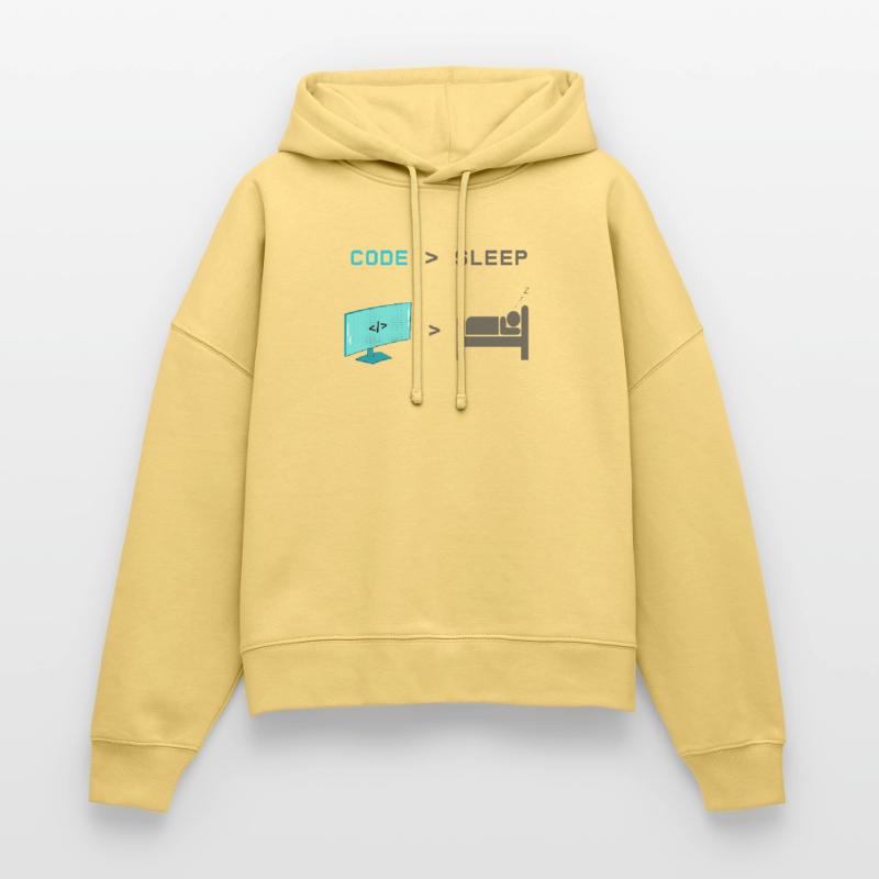 Code vs Sleep: Coder in Sleep Mode Stanley/Stella Boxy Women Organic Hoodie Nora