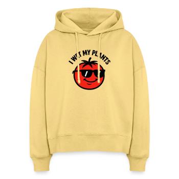 Je Mouille Mes Plantes Tomate Jardinage - Sweat à capuche bio Nora coupe boxy Stanley/Stella Femme - jaune délavé - Devant