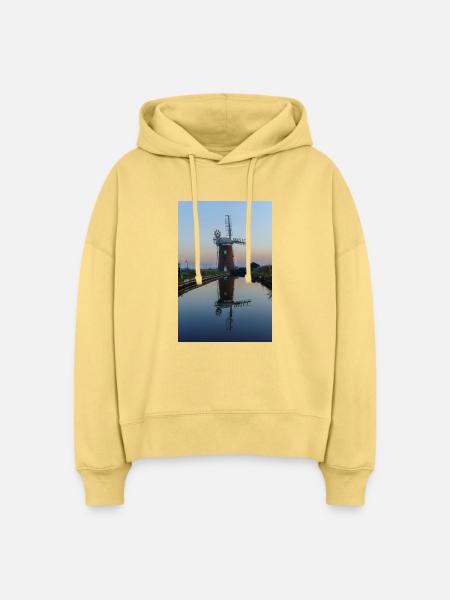 Windmühle am ruhigen Kanal - Stanley/Stella Boxy Frauen Bio Hoodie Nora - Hellgelb
