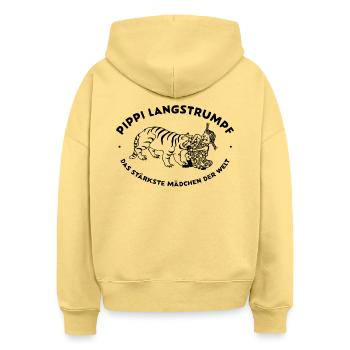 Pippi Langstrumpf Pippi Mit Tiger Und Spruch - Stanley/Stella Boxy Frauen Bio Hoodie Nora - Hellgelb - Hinten