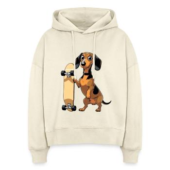 Dackel mit Skateboard Design - Stanley/Stella Boxy Frauen Bio Hoodie Nora - Natur - Vorne