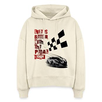 Leben geht schneller mit Vollgas - Stanley/Stella Boxy Frauen Bio Hoodie Nora - Natur - Vorne
