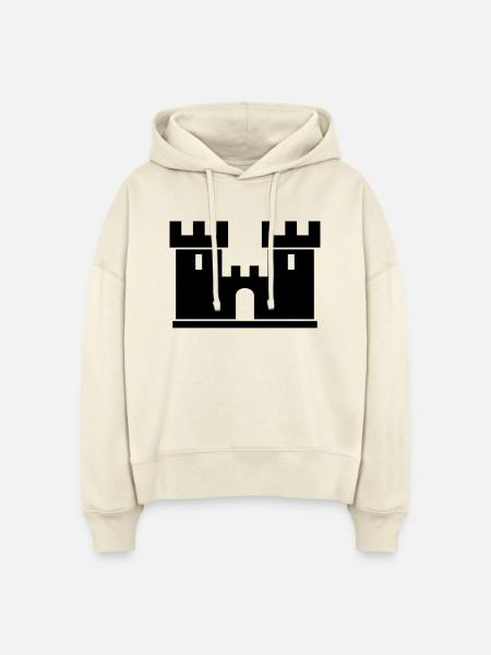 Burg Silhouette Zeichnung Geschenkidee Mittelalter - Stanley/Stella Boxy Frauen Bio Hoodie Nora - Natur