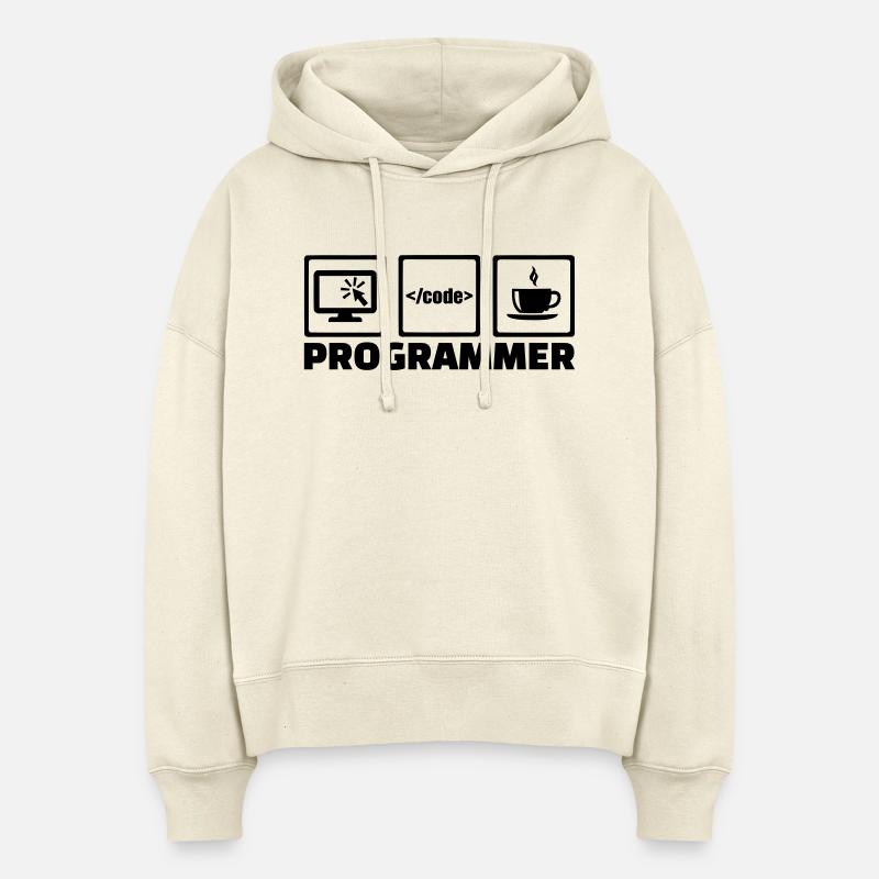 Programmeur - Sweat à capuche bio Nora coupe boxy Stanley/Stella Femme - écru doux