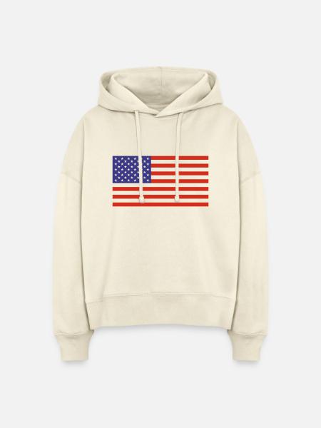 USA - Flagge - Stanley/Stella Boxy Frauen Bio Hoodie Nora - Natur