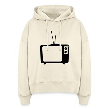 Fernseher, TV, Glotze, flat tv, led, bildschirm, - Stanley/Stella Boxy Frauen Bio Hoodie Nora - Natur - Vorne
