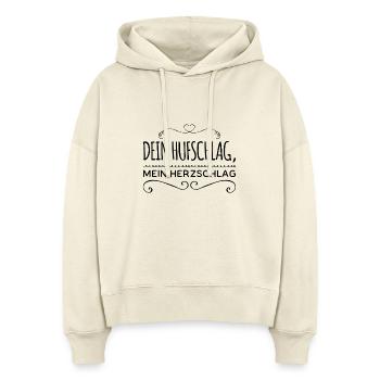 Dein Hufschlag, mein Herzschlag. Pferdesprüche - Stanley/Stella Boxy Frauen Bio Hoodie Nora - Natur - Vorne