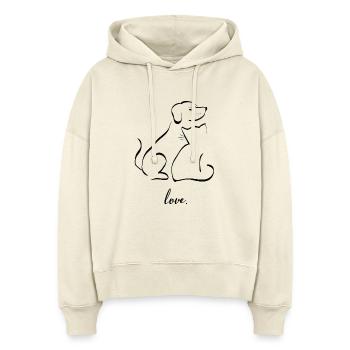 Tierliebe – Hund & Katze - Stanley/Stella Boxy Frauen Bio Hoodie Nora - Natur - Vorne