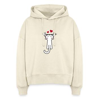 Kitty hanging love - Stanley/Stella Boxy Frauen Bio Hoodie Nora - Natur - Vorne