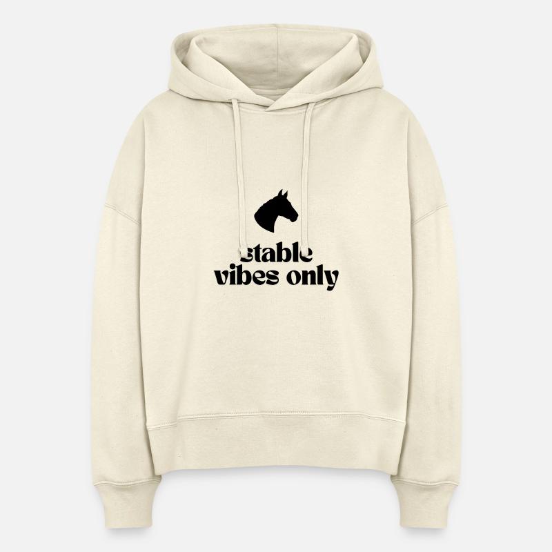 Stable Vibes Only - Conçu pour tous les fans de chevaux ! - Sweat à capuche bio Nora coupe boxy Stanley/Stella Femme - écru doux