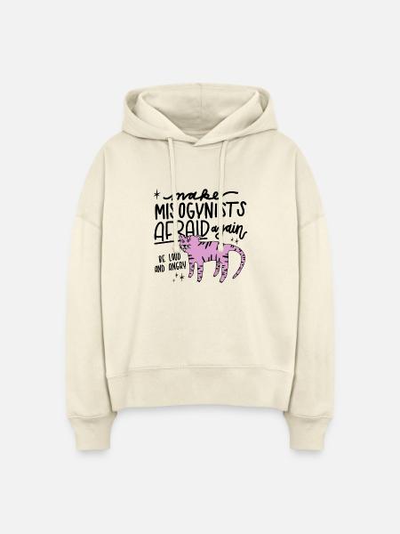 Luloveshandmade - Make Misogynists Afraid - Stanley/Stella Boxy Frauen Bio Hoodie Nora - Natur