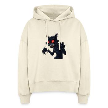 Schwarze gruselige Katze - Stanley/Stella Boxy Frauen Bio Hoodie Nora - Natur - Vorne