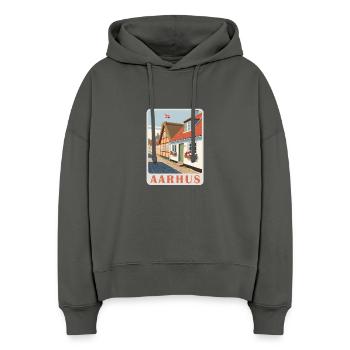 Aarhus, Danemark - Sweat à capuche bio Nora coupe boxy Stanley/Stella Femme - charbon - Devant