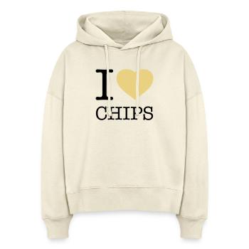I LOVE CHIPS - Stanley/Stella Boxy Women Organic Hoodie Nora - soft Ecru - Front