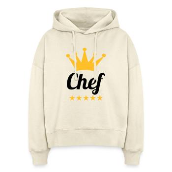 Chef - Sweat à capuche bio Nora coupe boxy Stanley/Stella Femme - écru doux - Devant