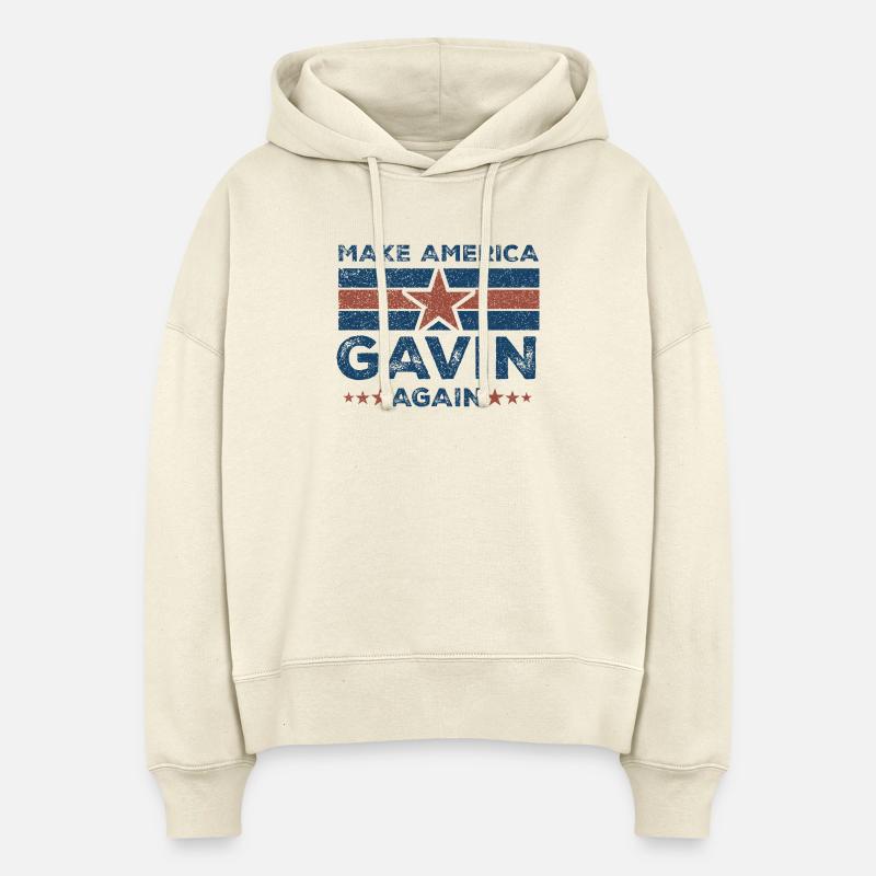 Gavin Make America - Sweat à capuche bio Nora coupe boxy Stanley/Stella Femme - écru doux