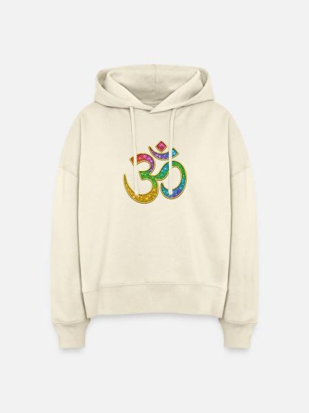 Regenbogen Om Symbol im Glitter-Design - Stanley/Stella Boxy Frauen Bio Hoodie Nora - Natur