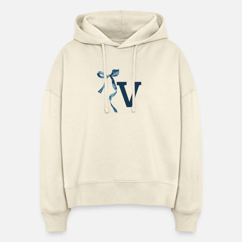 Monogramme v idée cadeau  - Sweat à capuche bio Nora coupe boxy Stanley/Stella Femme - écru doux