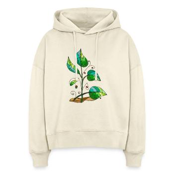 leaves - Stanley/Stella Boxy Women Organic Hoodie Nora - soft Ecru - Front