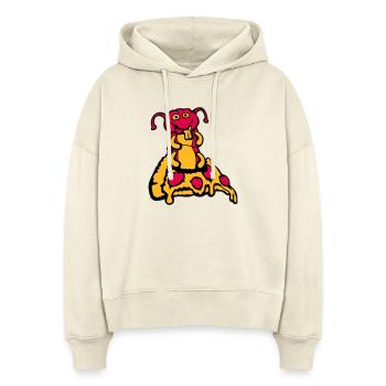 Raupe frisst Pizza Salami Loch lustig hungrig Käse - Stanley/Stella Boxy Frauen Bio Hoodie Nora - Natur - Vorne