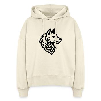 Wolf Kopf Wikinger - Stanley/Stella Boxy Frauen Bio Hoodie Nora - Natur - Vorne