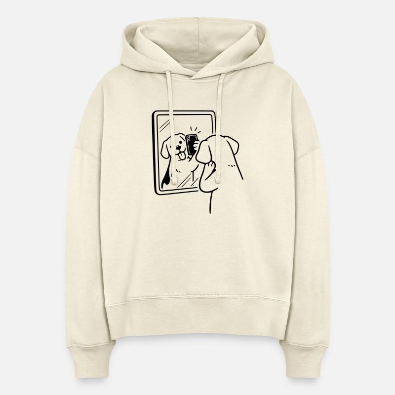 Chien Selfie Chien - Sweat à capuche bio Nora coupe boxy Stanley/Stella Femme - écru doux