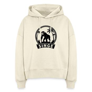 singe - Sweat à capuche bio Nora coupe boxy Stanley/Stella Femme - écru doux - Devant