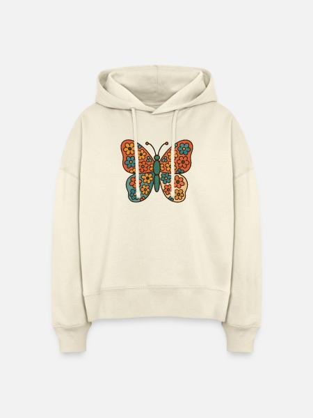 Schmetterling mit Blumenmuster - Stanley/Stella Boxy Frauen Bio Hoodie Nora - Natur