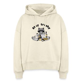 Bleib Trashy Waschbär Pizza Trash Panda - Stanley/Stella Boxy Frauen Bio Hoodie Nora - Natur - Vorne