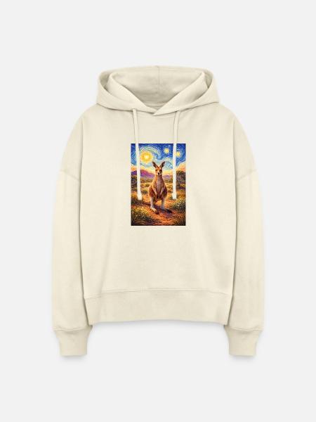 Känguru unter Sternennacht - Stanley/Stella Boxy Frauen Bio Hoodie Nora - Natur