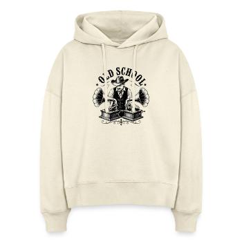 Old School DJ mit Grammophon - Stanley/Stella Boxy Frauen Bio Hoodie Nora - Natur - Vorne