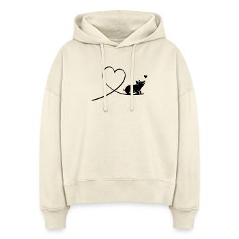 Schwein Herz Silhouette Tierschutz Vegan - Stanley/Stella Boxy Frauen Bio Hoodie Nora - Natur - Vorne