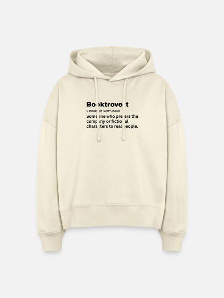 Book Lover Booktrovert Bookworm Bookish Introvert - Stanley/Stella Boxy Women Organic Hoodie Nora - soft Ecru