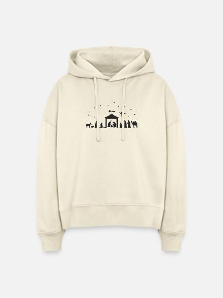 Weihnachtskrippe Silhouette Krippenszene - Stanley/Stella Boxy Frauen Bio Hoodie Nora - Natur