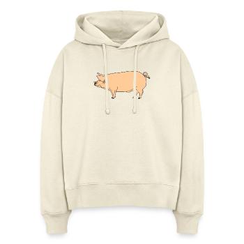 Rosa Schwein - Stanley/Stella Boxy Frauen Bio Hoodie Nora - Natur - Vorne