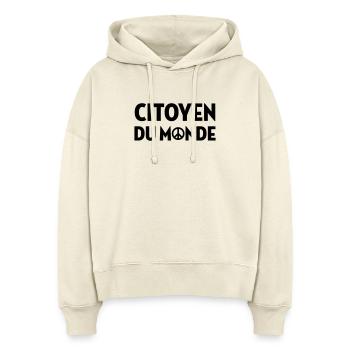 revolution / paix / peuple / voyage / écolo / - Sweat à capuche bio Nora coupe boxy Stanley/Stella Femme - écru doux - Devant