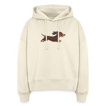 Fröhlicher Dackel beim Rennen Cartoon Spaß - Stanley/Stella Boxy Frauen Bio Hoodie Nora - Natur - Vorne