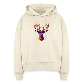 Retro Deer Revolt - Stanley/Stella Boxy Women Organic Hoodie Nora - soft Ecru - Front